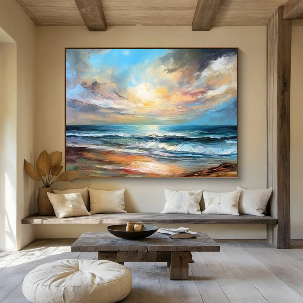“Seaside Sunset Realism” - Blues, oranges, yellows; detailed, vibrant sunset over ocean waves CT1607