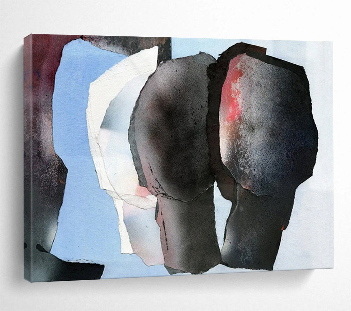 “Color - Accented Silhouette Collage” – Abstract Mixed - Media Collage CT1782