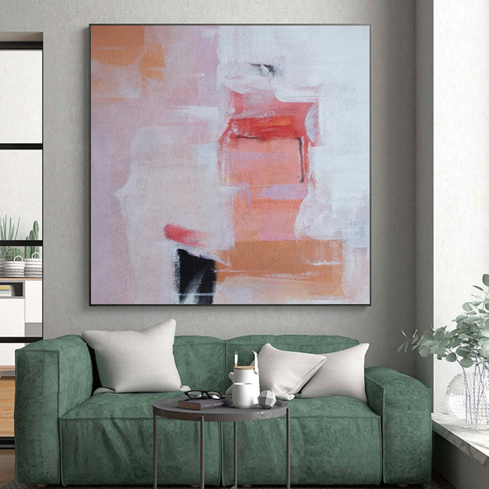 “Pink - Orange - White Abstract Forms” Impressionistic Acrylic Art CT0221