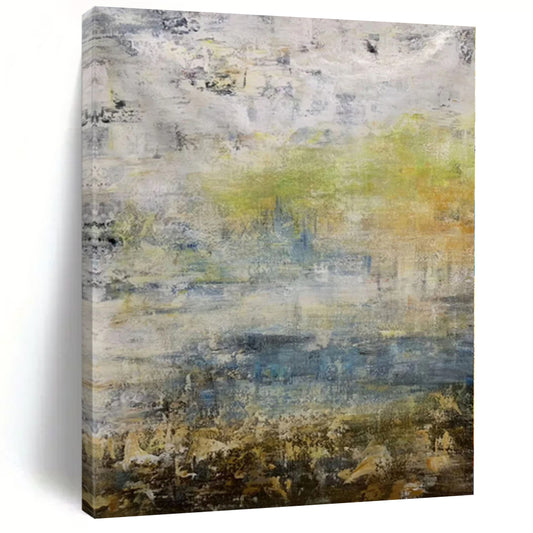 “Mixed Greens and Yellows Abstract”，Vibrant Abstract Painting CT0361