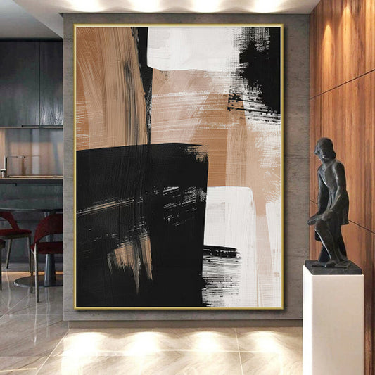 “Black - Beige Bold Abstraction” - Abstract Modernist Art CT0422
