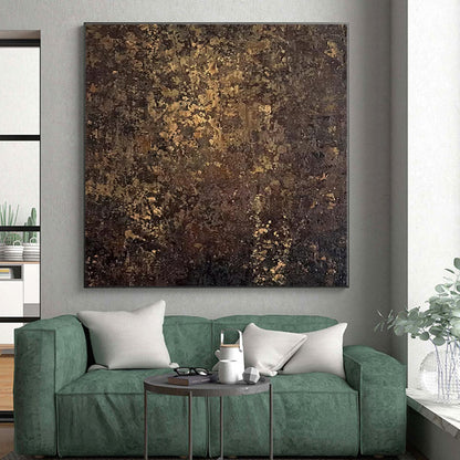 “Dark Brown - Gold Textured Abstraction” - Abstract Expressionist Art CT0448