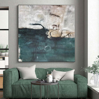 “Teal - Gray Abstract Landscape” Abstract Acrylic Art CT0324