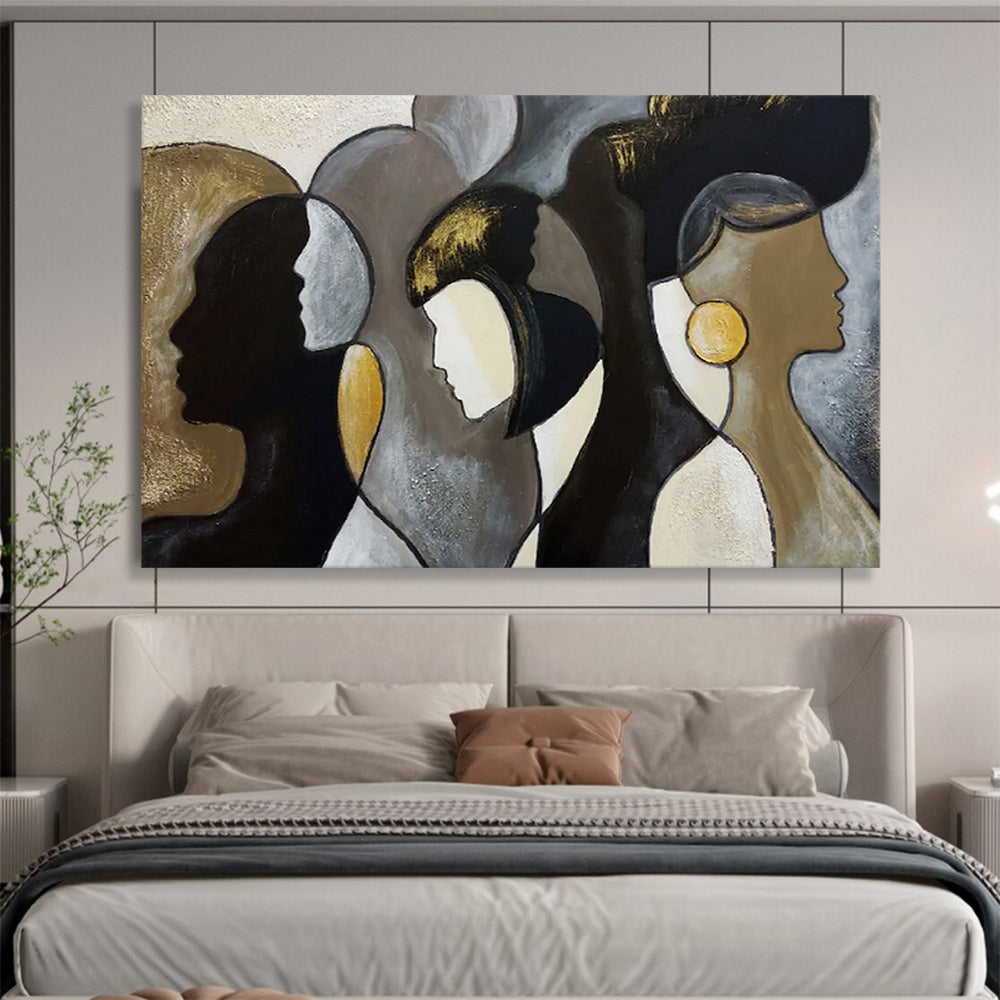“Elegant Profiles” – Browns, grays, golds forming stylized, overlapping female silhouettes CT1688