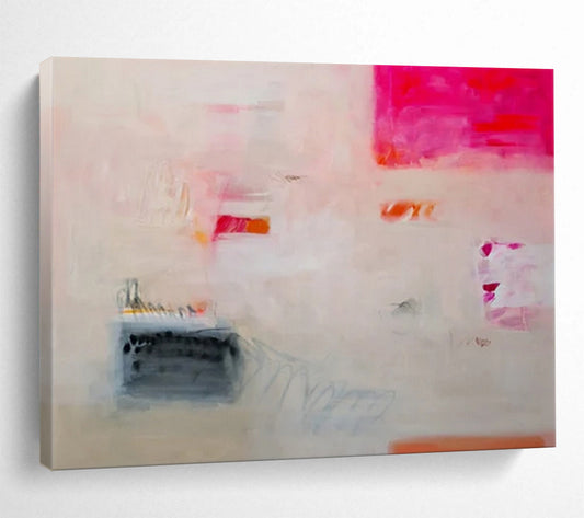 “Subtle Stories” - Soft pinks, oranges, grays; faint, evocative abstract forms CT1502