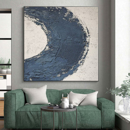 “Deep Blue Textured Crescent” - Abstract Textural Art CT0427