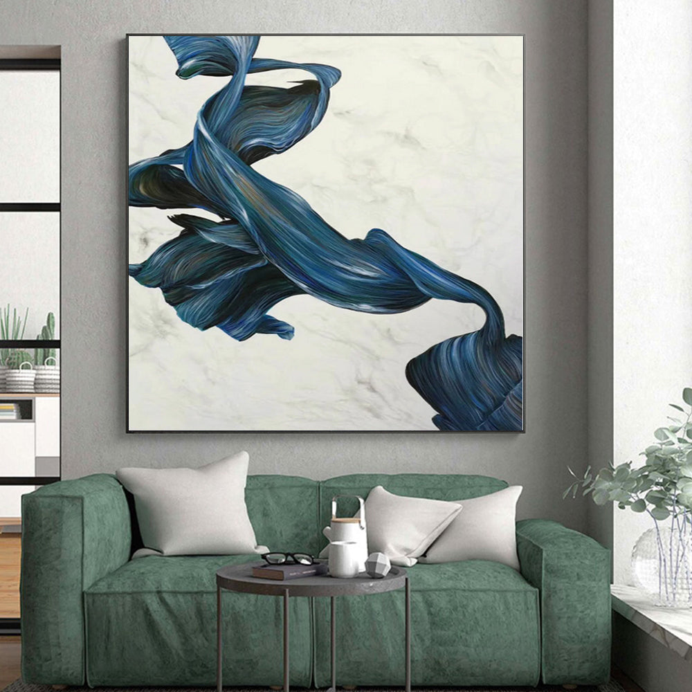“Blue - Green Twisted Ribbons”，Figurative Abstract Painting CT0349