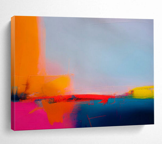 Minimalist abstract with bold color blocks in orange, pink, and blue CT1684