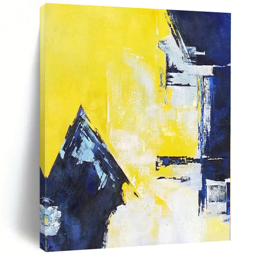 “Yellow - Blue Abstract Forms” Cubist - Inspired Acrylic Art CT0215