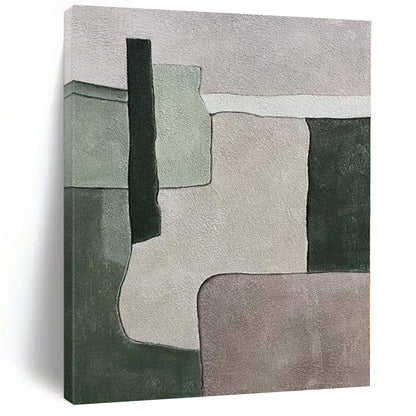 “Green, Gray & Purple Blocks: Subtle Abstraction” - Abstract Subtle - Toned Painting CT0392