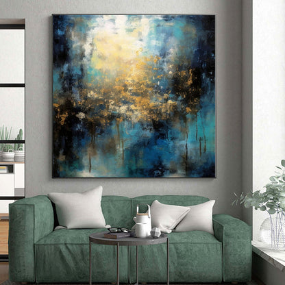 “Blue - Gold Abstract Light” - Abstract Landscape Art CT0451