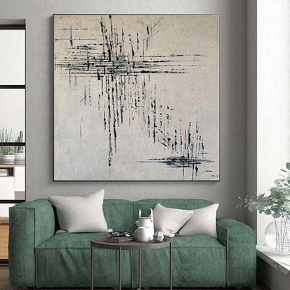 “Black - Blue Linear Abstraction” - Abstract Minimalist Art CT0469