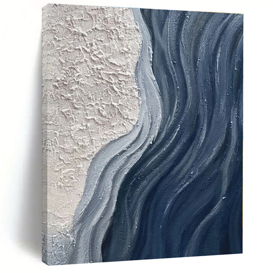 “Textured Blue - White Flow” - Abstract Textural Art CT0425