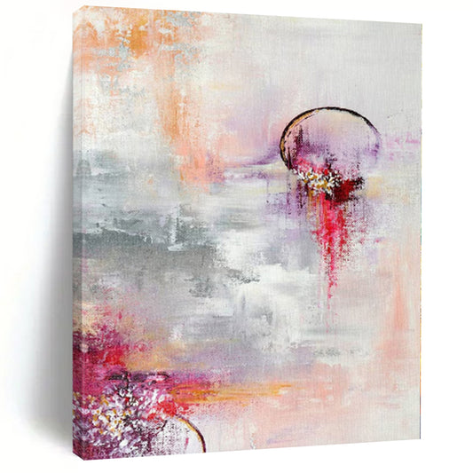 “Dreamy Sunset” - Abstract Art with Pink, Purple, Orange, Gray, White CT0038