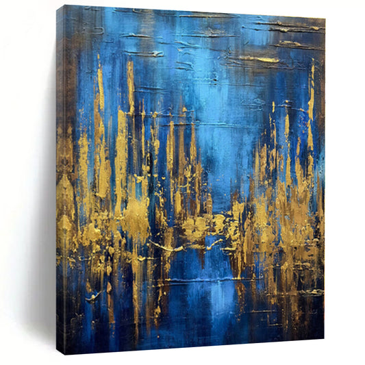 “Blue - Gold Abstract Forest” - Abstract Landscape Art CT0449