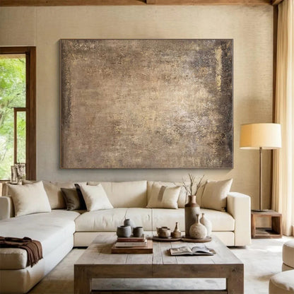 “Vintage Textured Taupe”，Rustic Abstract Art CT0647