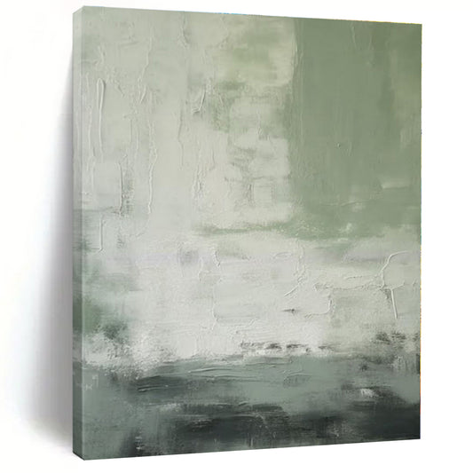 “Green and Grey Abstract Layers”，Abstract Layered Acrylic Painting CT0523