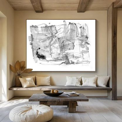 Monochrome Abstract Shapes & Lines - Ink Wash Artwork CT1788