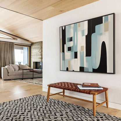 “Mid - Century Geometric Blues” – Abstract Geometric Acrylic Painting CT1711