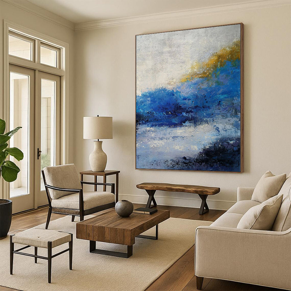 “Blue and Yellow Abstract Landscape”，Impressionistic Abstract Painting CT0362