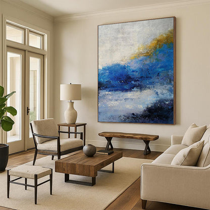 “Blue and Yellow Abstract Landscape”，Impressionistic Abstract Painting CT0362