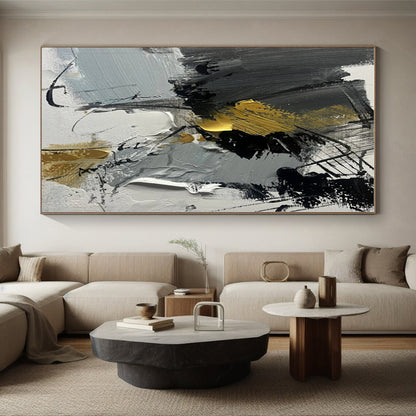 “Gray - Gold Abstract Dynamism” - Abstract Expressionist Art CT0493