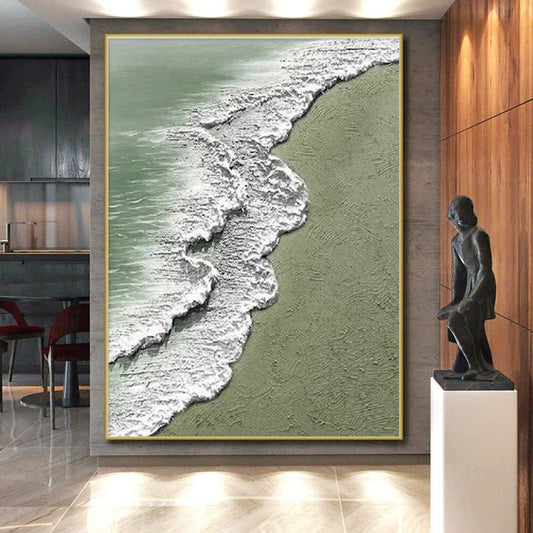 “Textured Beach Waves”，Impasto Landscape Art CT0639