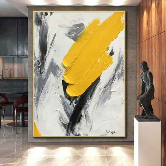“Yellow - Grey - Black Textured Marks”，Abstract Textured Art CT0616