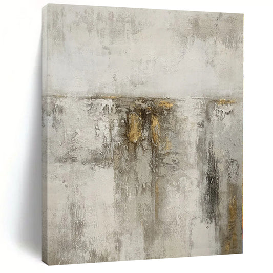 “Textured Grey with Gold Streaks”，Minimalist Textured Painting CT0356