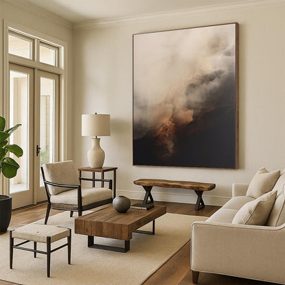 “Misty Brown and Grey Tones”，Abstract Landscape - Inspired Acrylic Painting CT0521