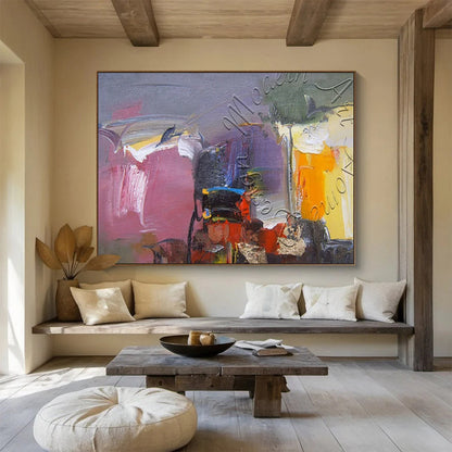 “Colorful Abstract Layers” - Pinks, purples, yellows, oranges; bold, textured color blocks CT1622