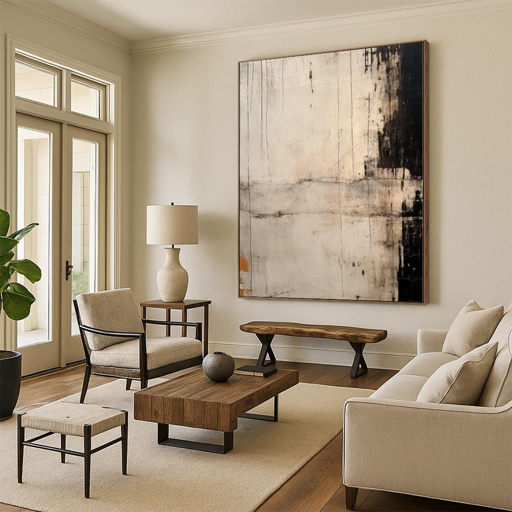 “Black - White - Gray Textured Abstraction” Minimalist Acrylic Art CT0244