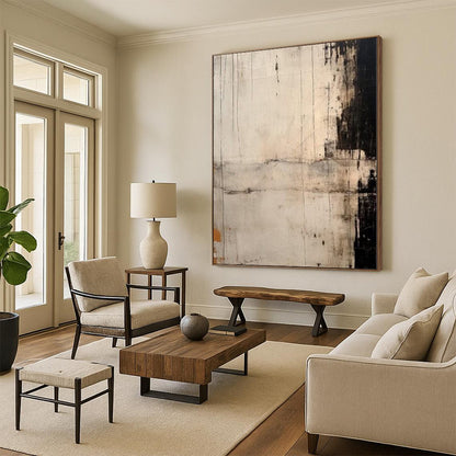 “Black - White - Gray Textured Abstraction” Minimalist Acrylic Art CT0244