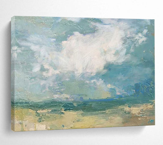 Abstract landscape with a fluffy cloud and a textured horizon CT1674