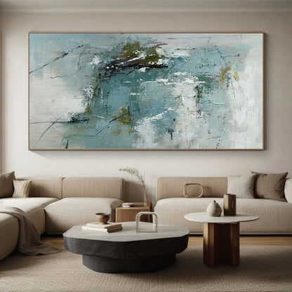“Blue and Green Abstract with Dark Accents”，Nature - Inspired Abstract Painting CT0368
