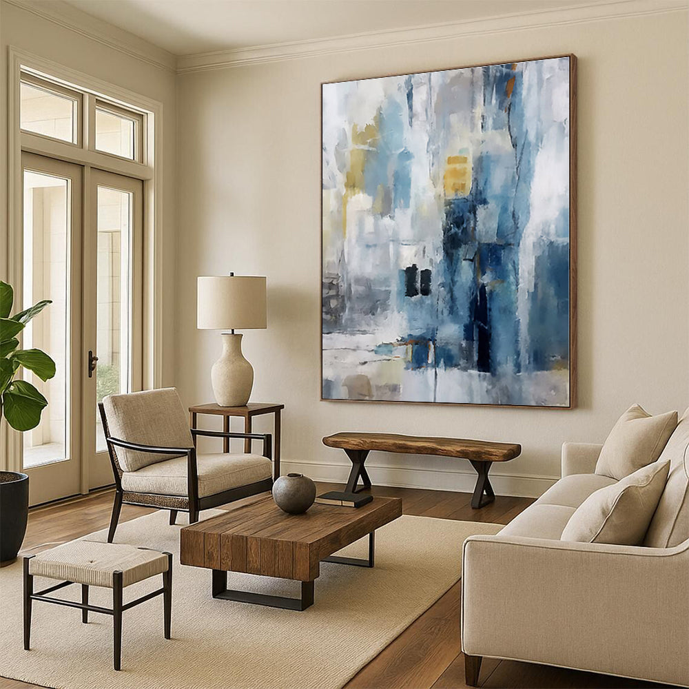 “Blue - Gray Abstract Urbanscape” - Abstract Cityscape Art CT0435