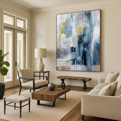 “Blue - Gray Abstract Urbanscape” - Abstract Cityscape Art CT0435