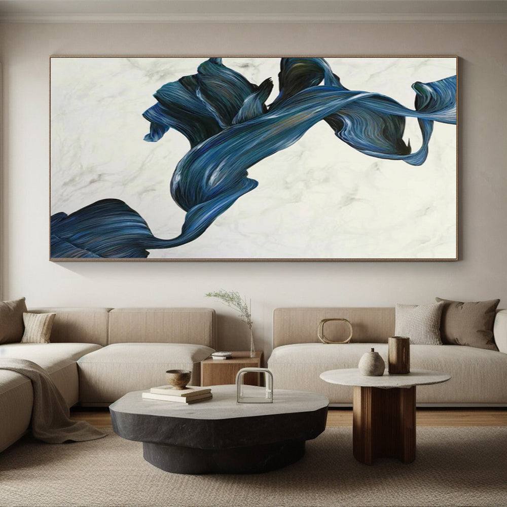 “Blue - Green Twisted Ribbons”，Figurative Abstract Painting CT0349