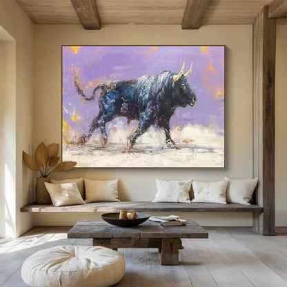 “Midnight Bull” – Expressionistic Animal Oil Painting CT1741