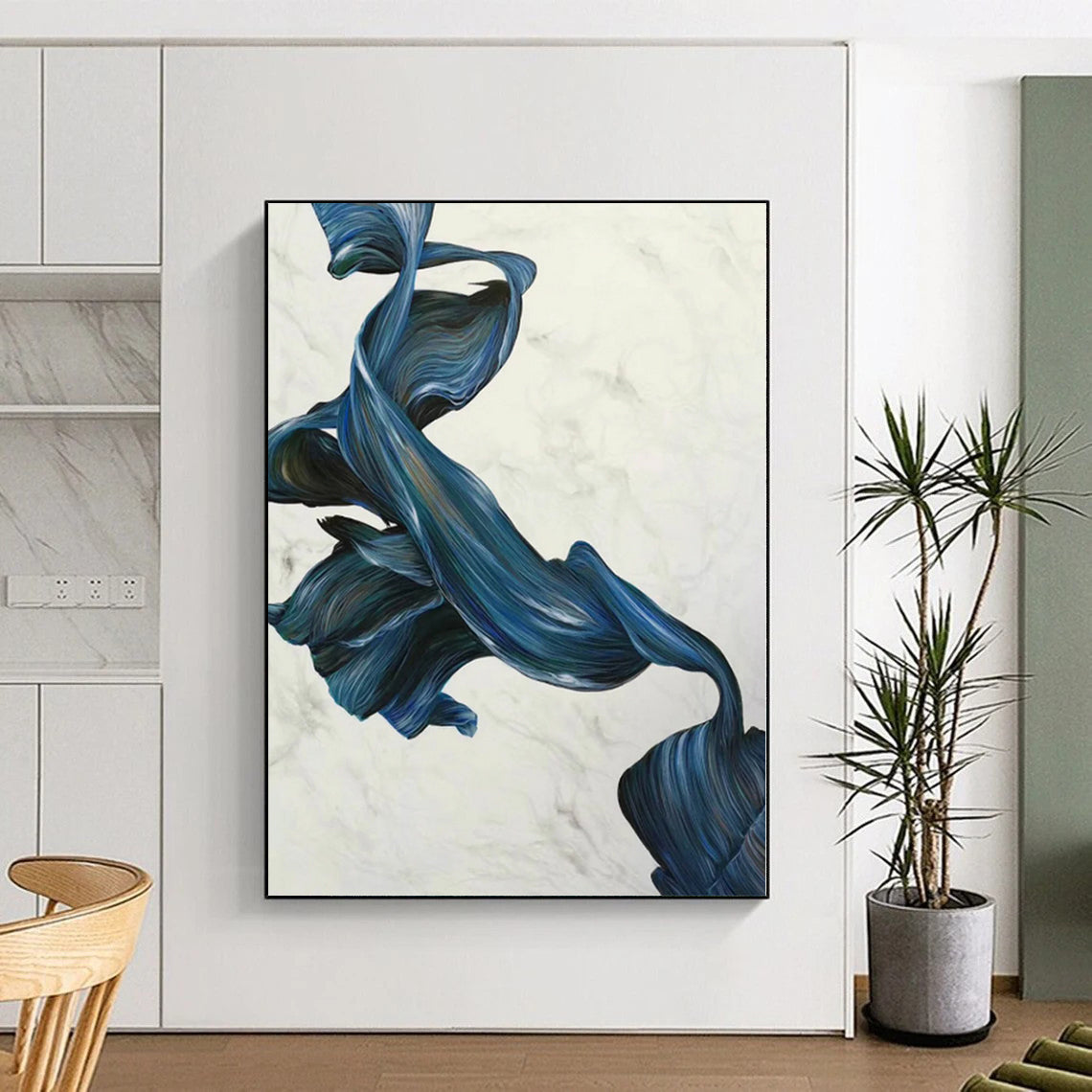 “Blue - Green Twisted Ribbons”，Figurative Abstract Painting CT0349