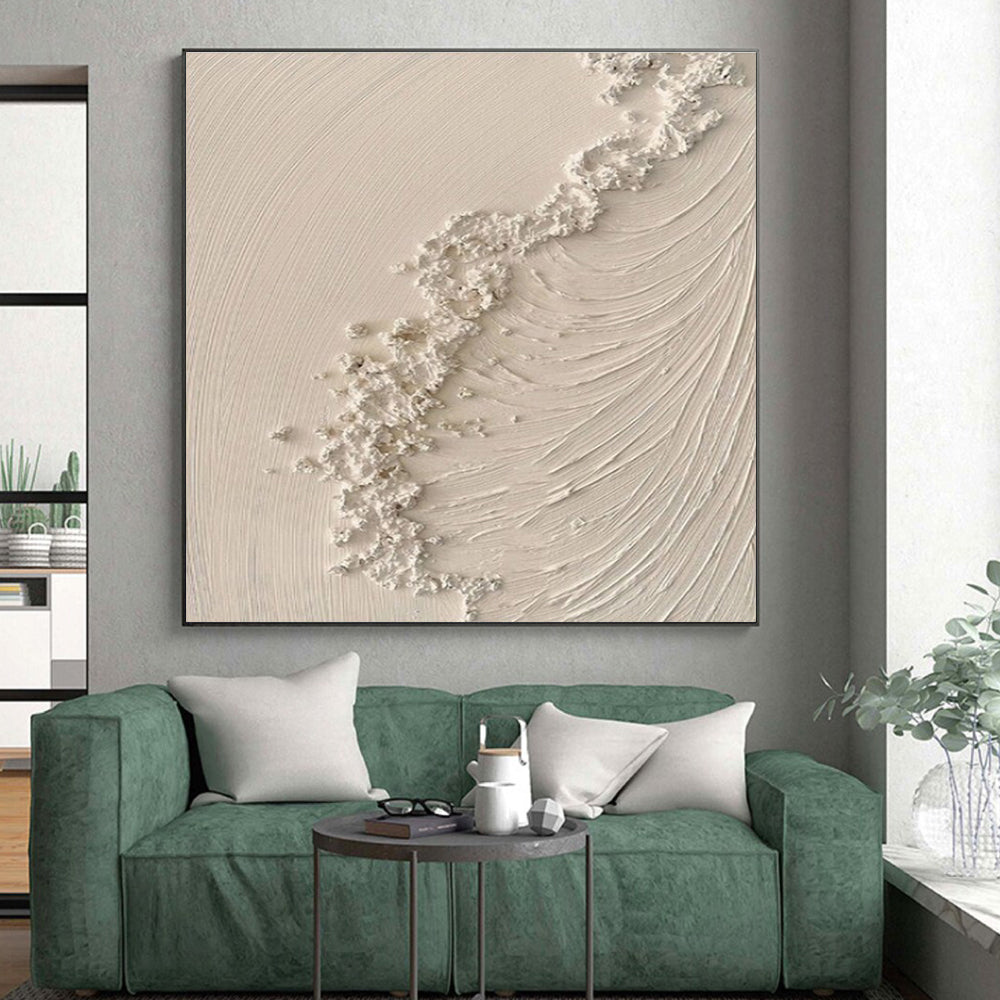 “Textured White Wavelet”，Abstract Impasto Style CT0681