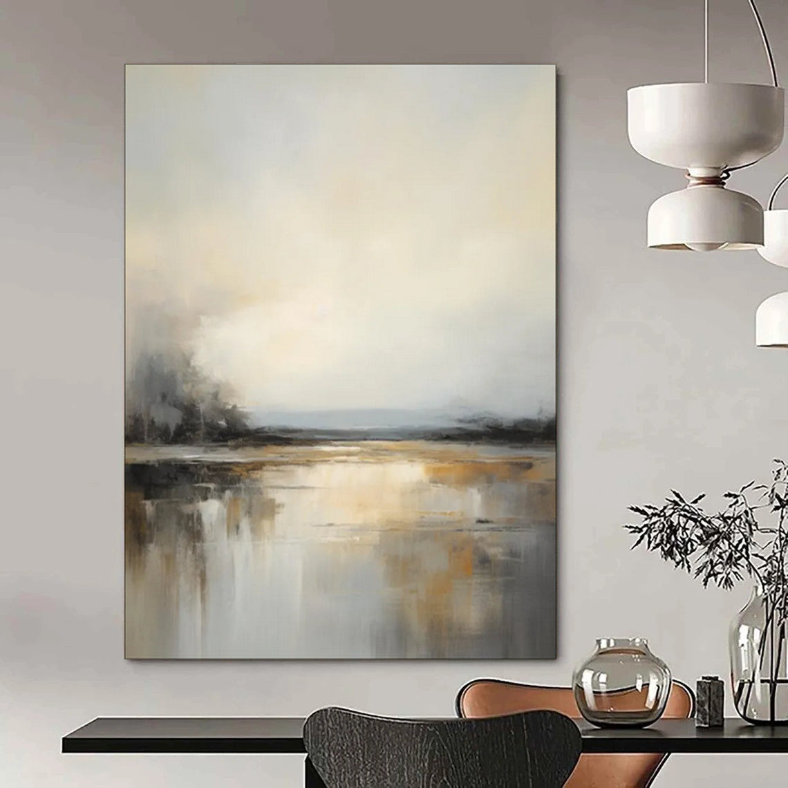 “Misty River Reflections” – Impressionistic Abstract Landscape Oil CT2091