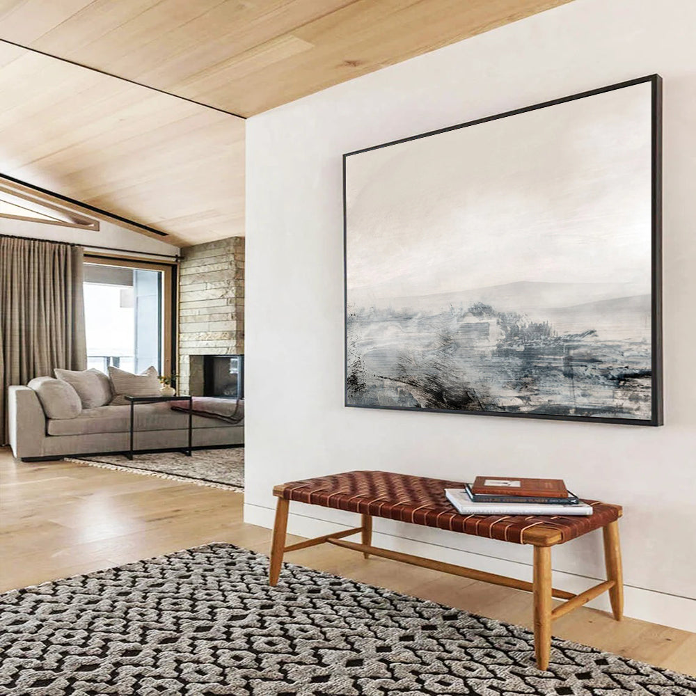 “Misty Monochrome Landscape” Abstract Landscape Painting On Canvas DLZ136