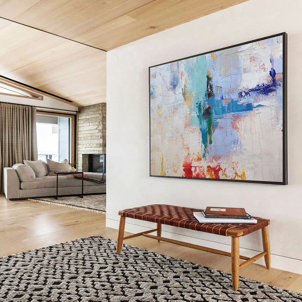 Pastel and Bold Color Abstract “Whimsical Chromatic Fusion” Painting On Canvas DKH113