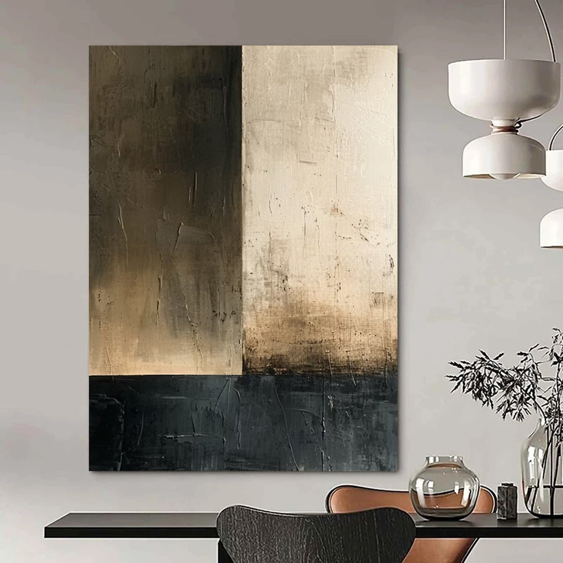 “Neutral Tonal Divide” - Abstract Minimalist Painting On Canvas DTP016