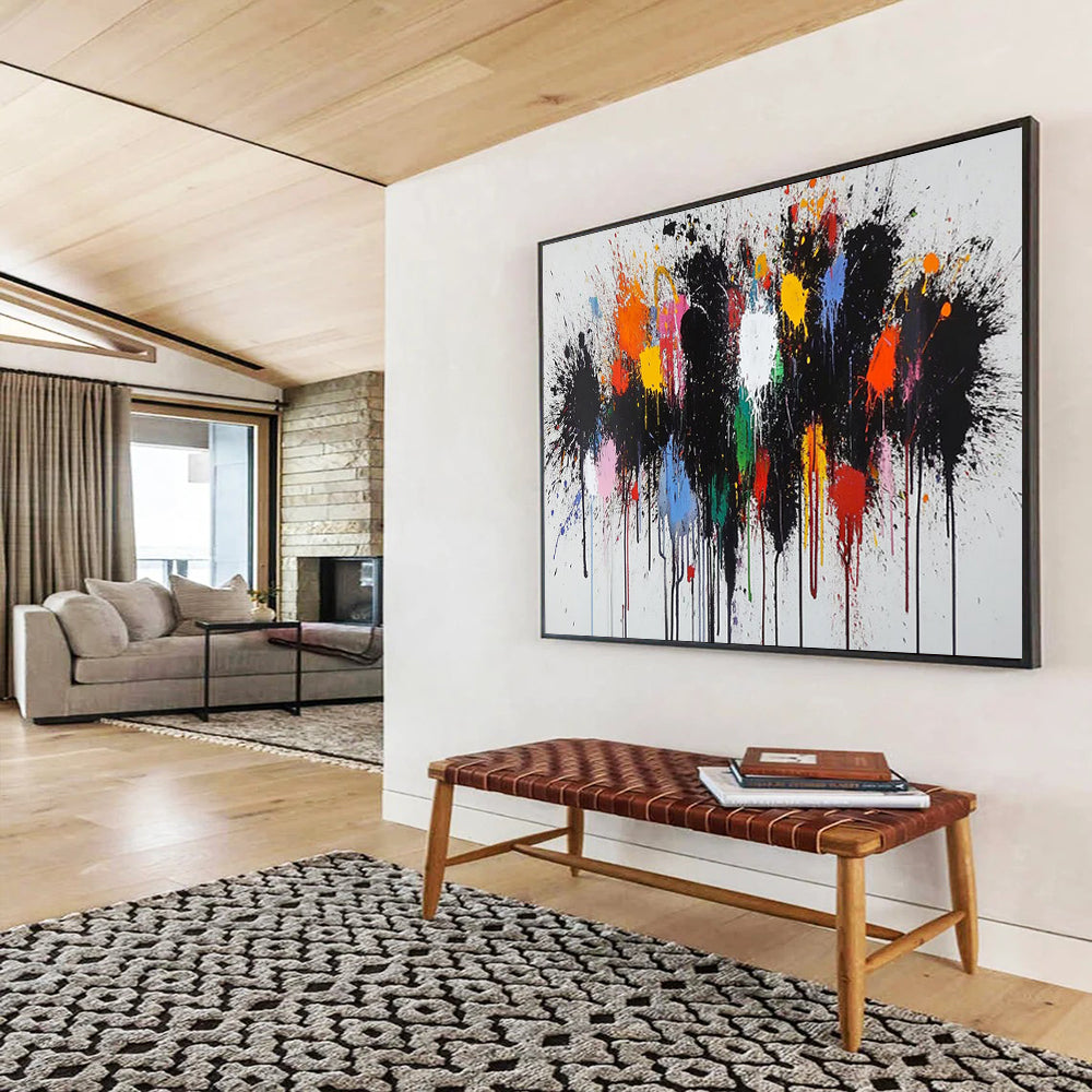 Vibrant Splatter Abstract - Action Painting On Canvas DLZ193