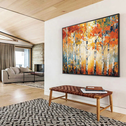 “Autumn Birch Forest” - Impasto Landscape Painting On Canvas DKH835