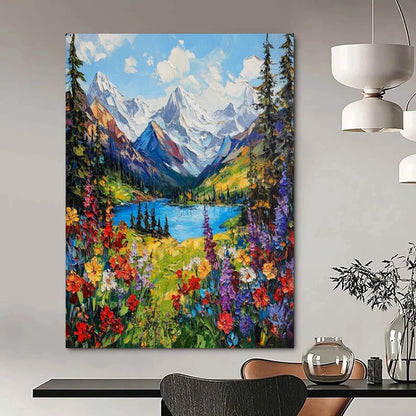 “Vibrant Mountain Landscape” – Impressionistic Oil Painting On Canvas CT2156