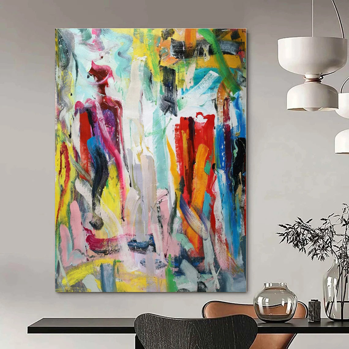 Colorful Abstract Figure - Abstract Expressionist Acrylic On Canvas CT1324