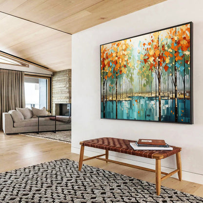 “Autumn Forest Reflection” Impressionist Landscape Painting On Canvas DLZ163